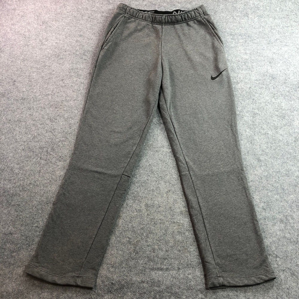 Nike Mens Sweatpants Medium Gray Dri-FIT Cotton Blend Elastic Waist Logo Band